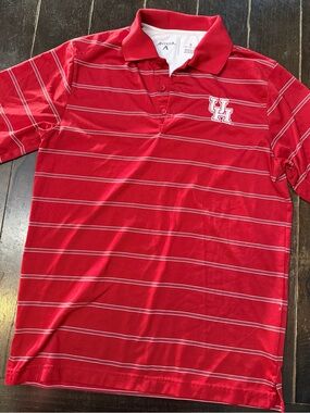 Antigua University of Houston Red Striped Polo S